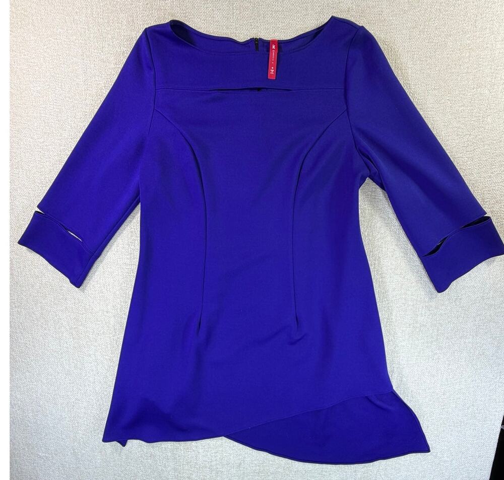 IC by Connie K Women's Medium Purple 3/4 Sleeve Minimalist Tunic Top Lagenlook